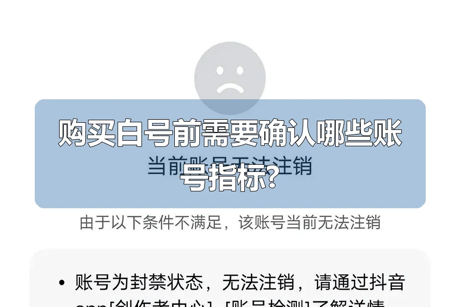 购买白号前需要确认哪些账号指标?